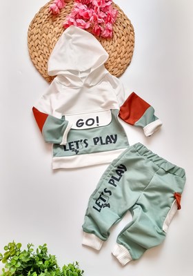 Lets go play yazılı kapüşonlu Sweat takım 