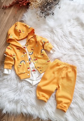 Gökkuşağı ve winnie pooh hirkali 3lü takım 