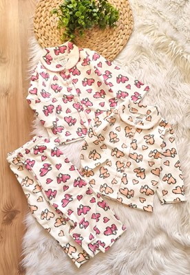 Bebe yaka love düğmeli pijama 