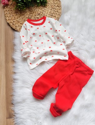 Önden çıtçıtlı kalpli pijama 