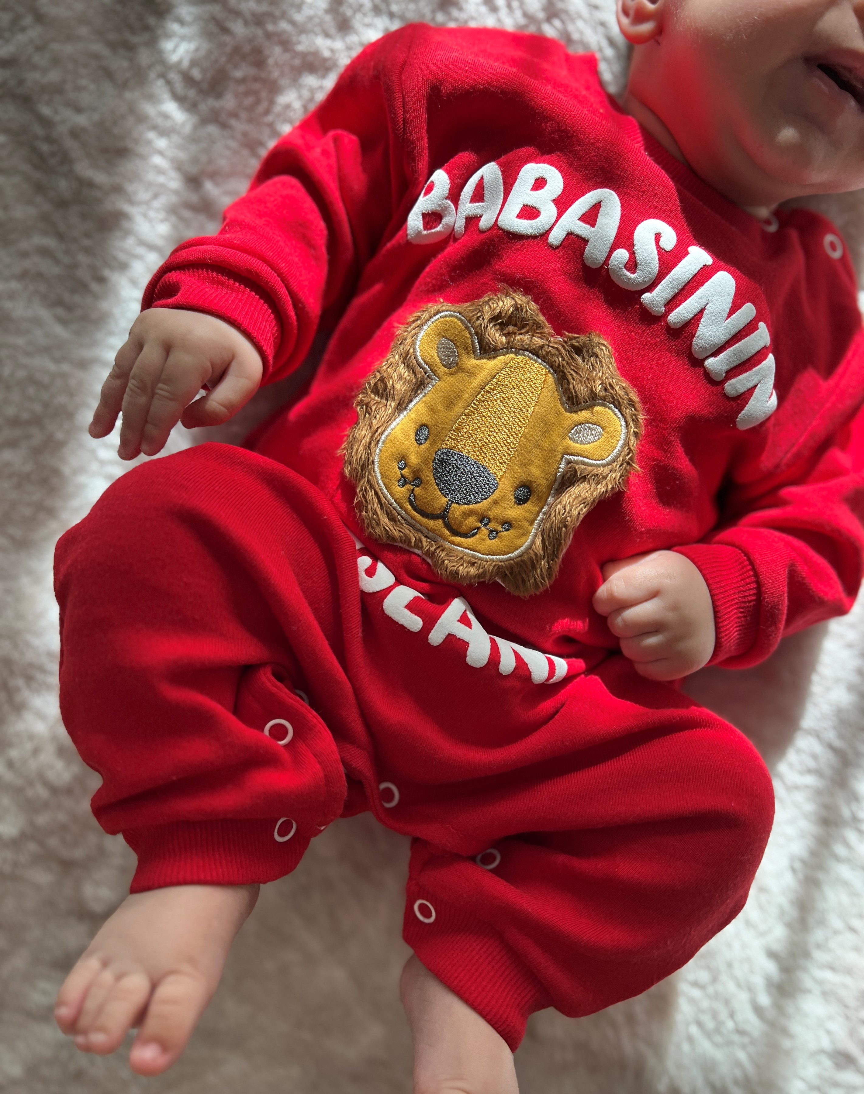 3-9 Ay Bebe Babasının Aslanı Yazılı tulum 