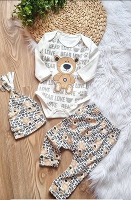 Love bear şapkalı 3lu takım 