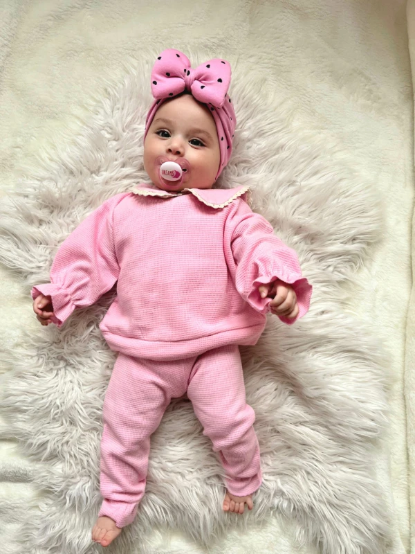 Waffle kumaş bebe yaka takım 