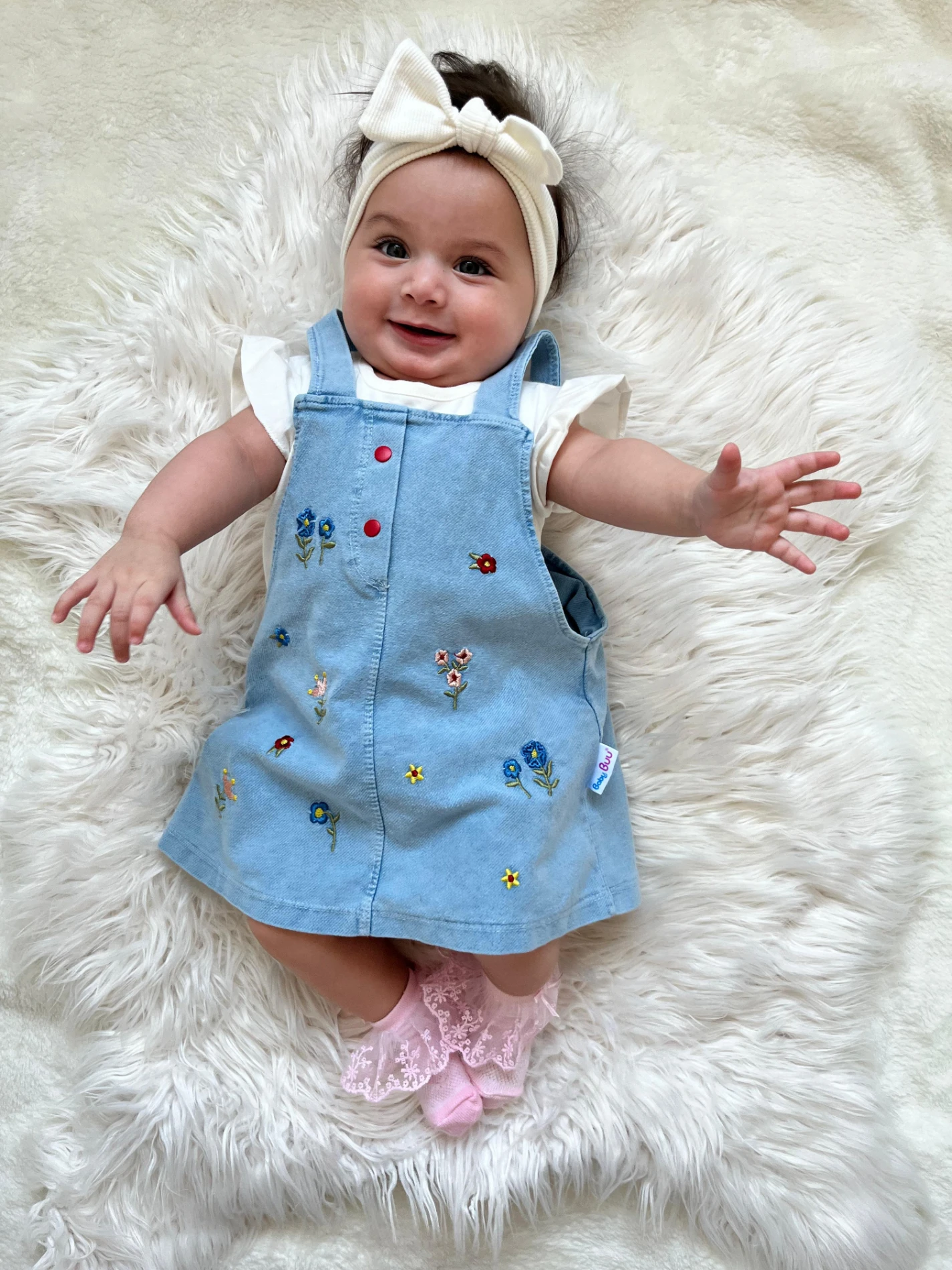 Mini çiçekler denim jile & body takım 