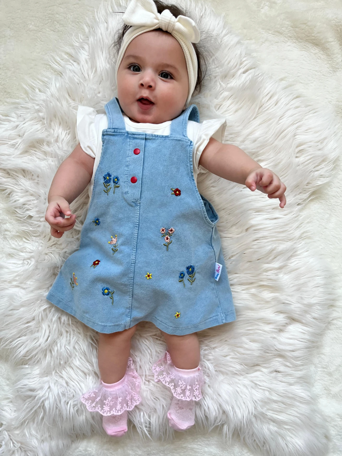 Mini çiçekler denim jile & body takım  