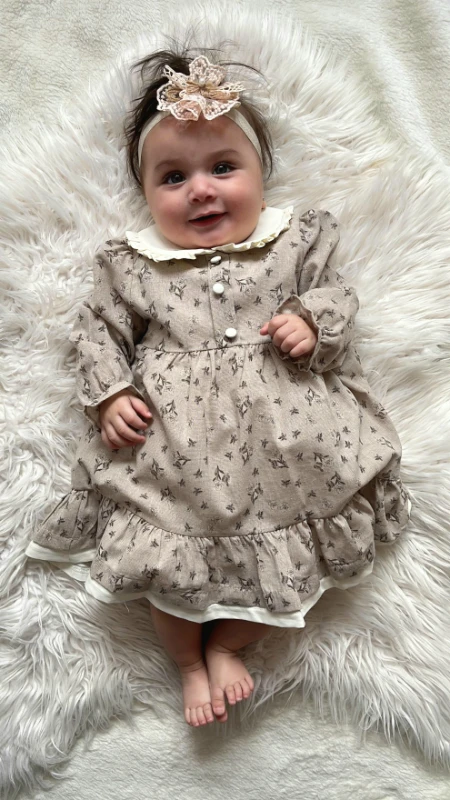 Astarlı bebe yaka vintage elbise