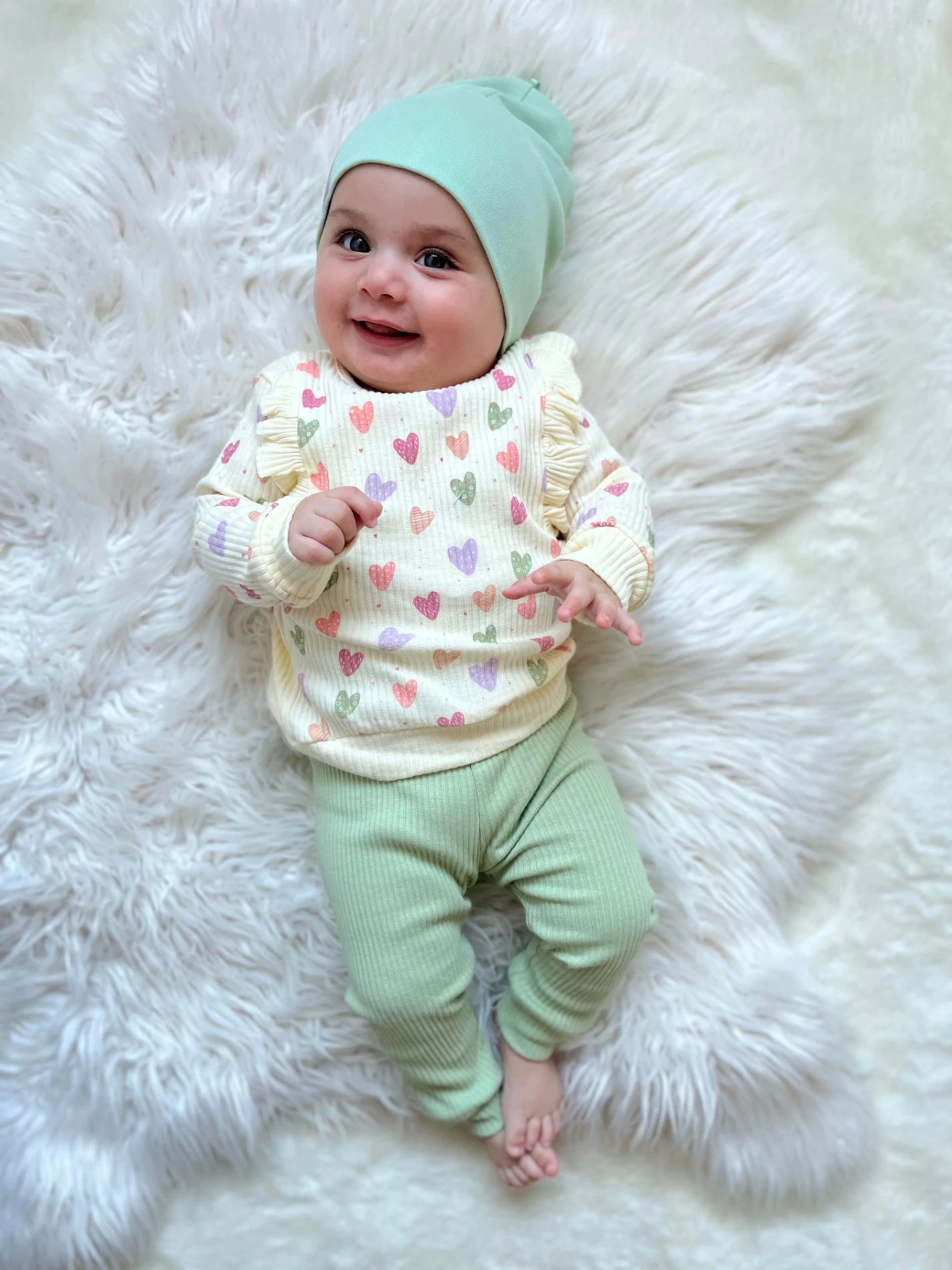 Fırfır Detaylı mini kalpli mevsimlik kaşkorse takım  