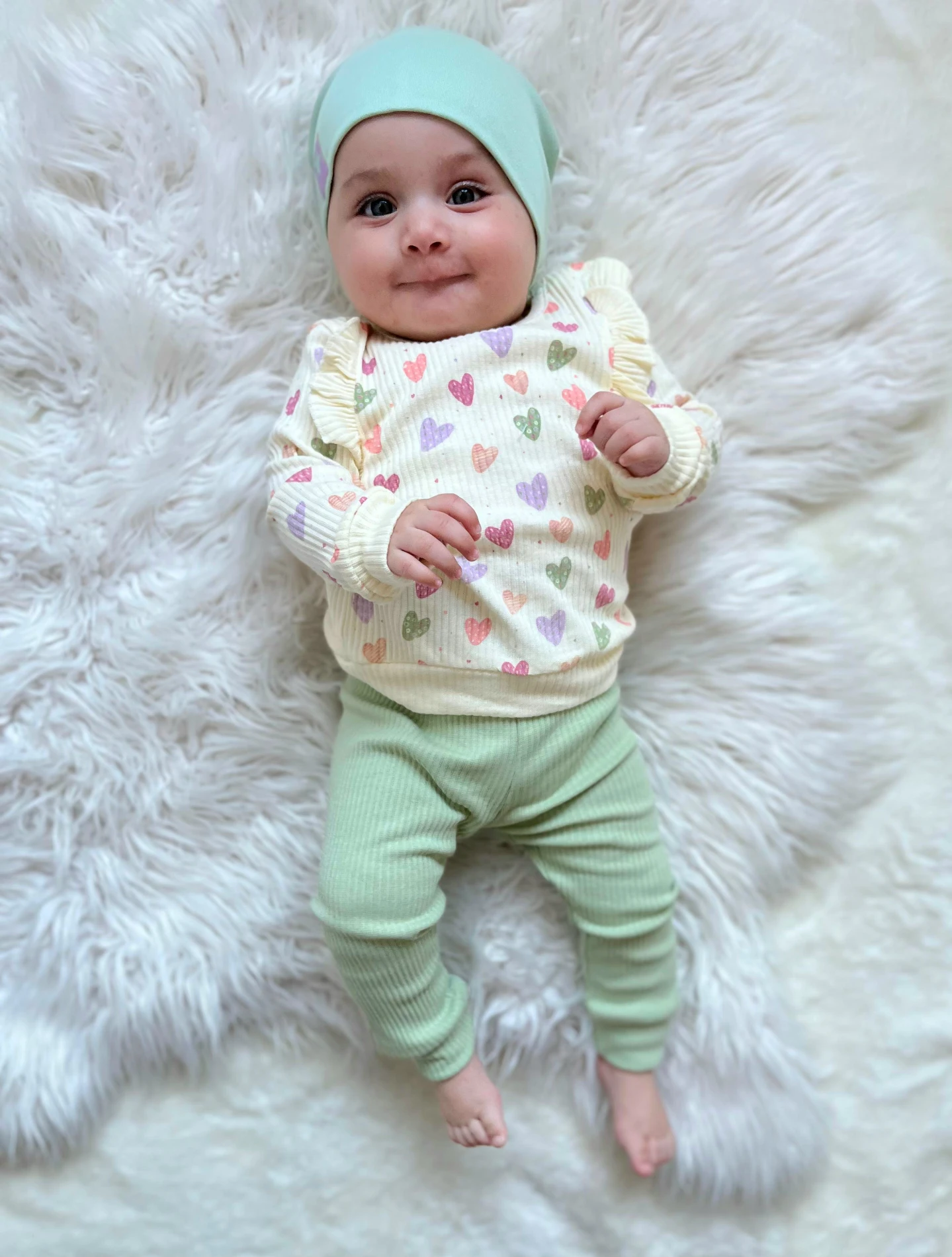 Fırfır Detaylı mini kalpli mevsimlik kaşkorse takım 