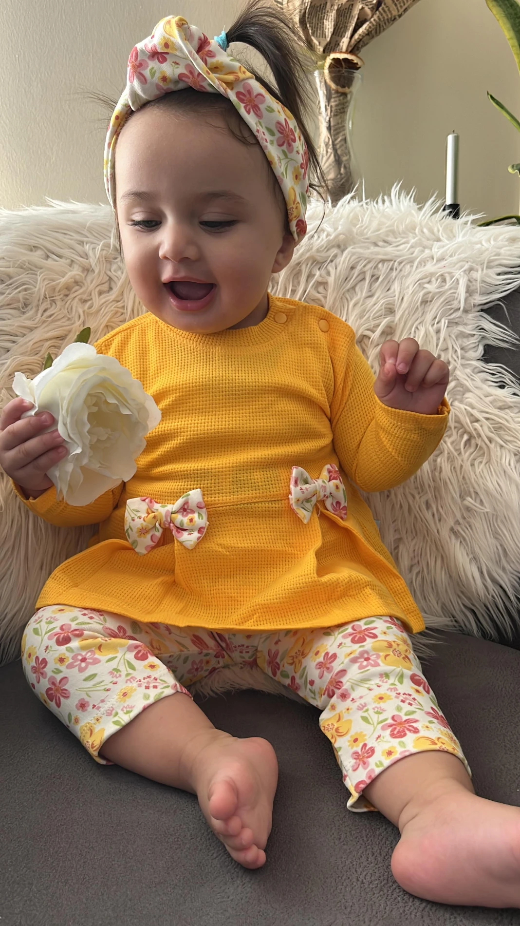 Waffle kumaş Çiçek desenli takım 