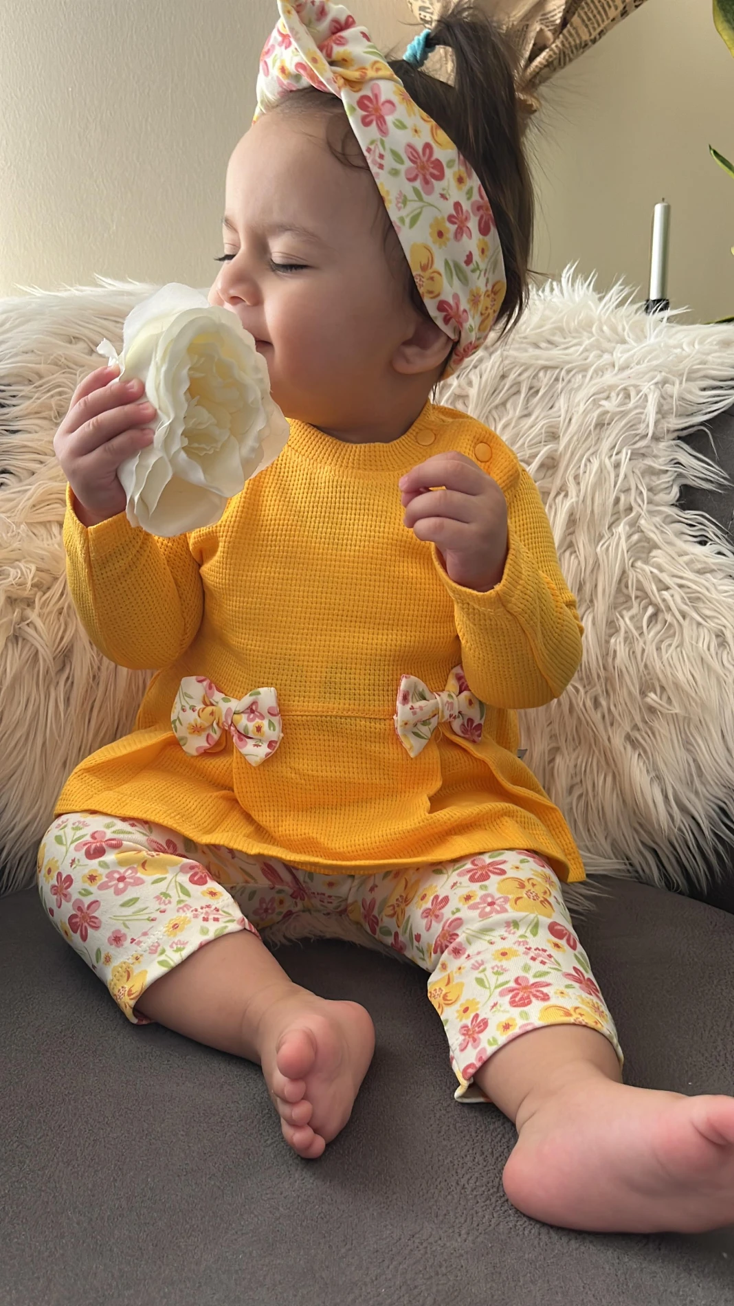 Waffle kumaş Çiçek desenli takım 