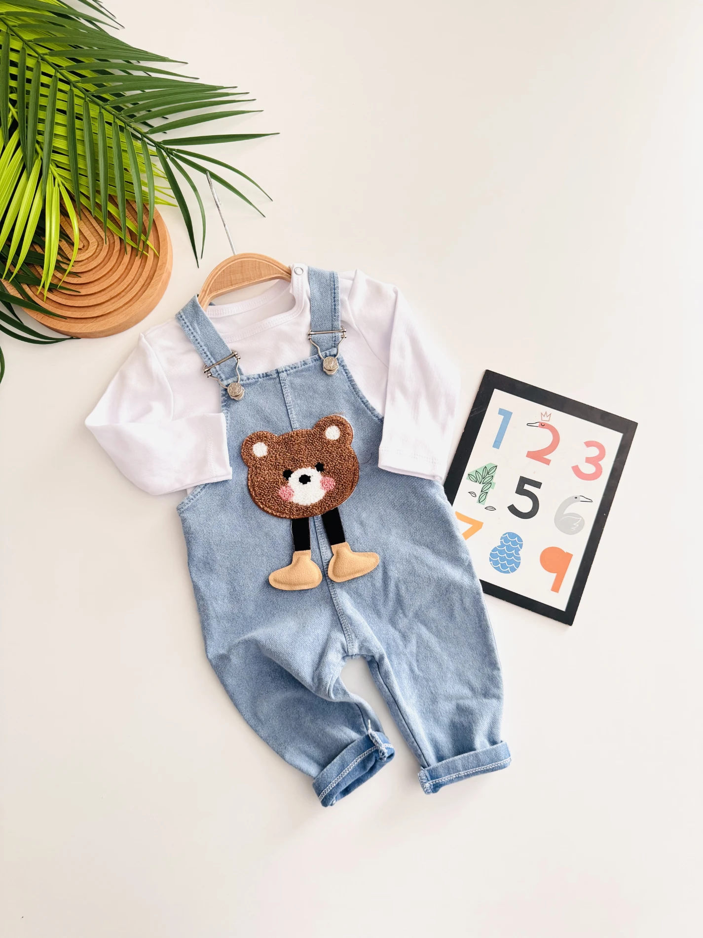 Punch ayıcıklı denim body & salopet takımı