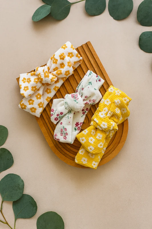 Renkli çiçek desenli 3 lü bandana seti