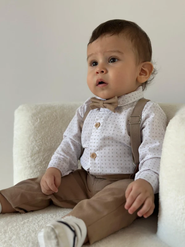 Papyonlu ayarlanır askılı şık takım