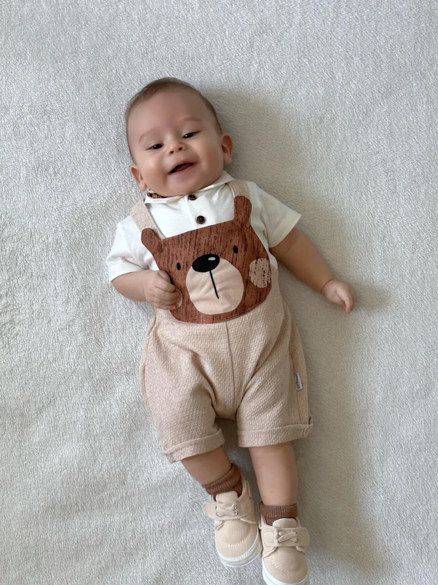 Bear desenli salopet ve body takımı