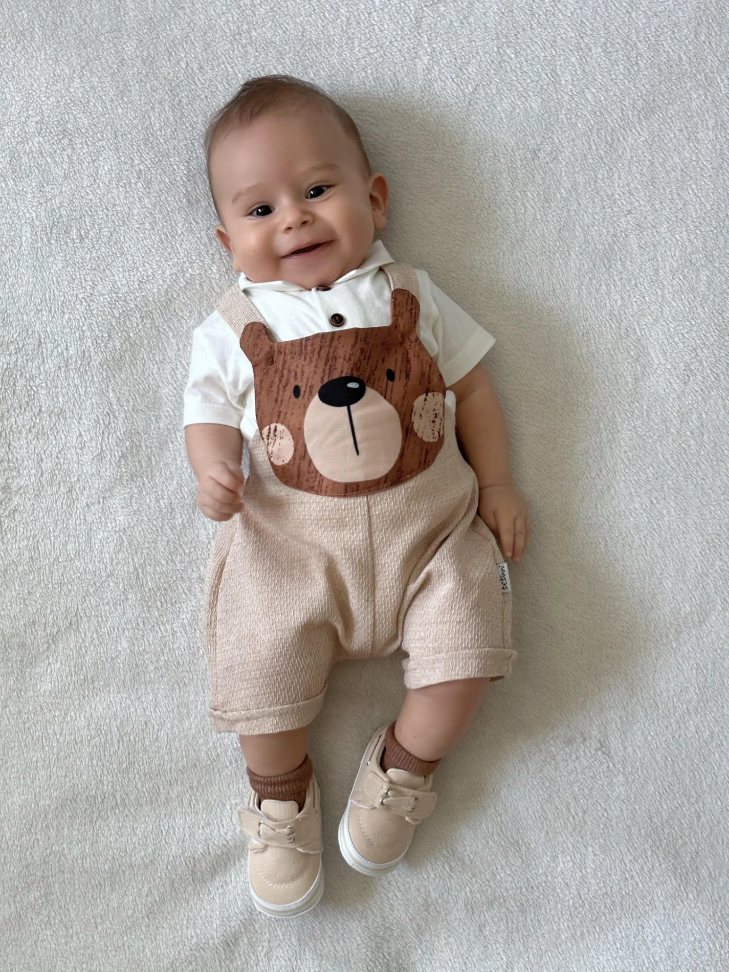 Bear desenli salopet ve body takımı