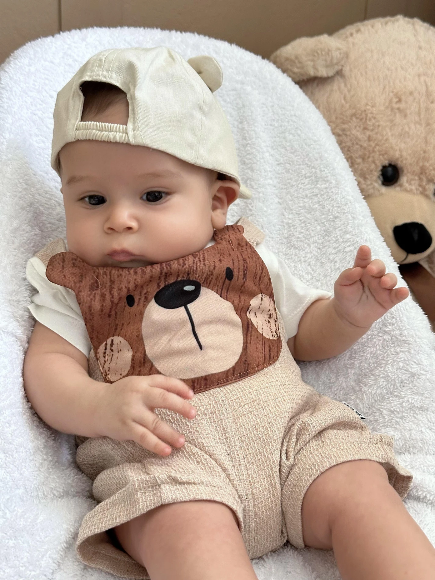 Bear desenli salopet ve body takımı