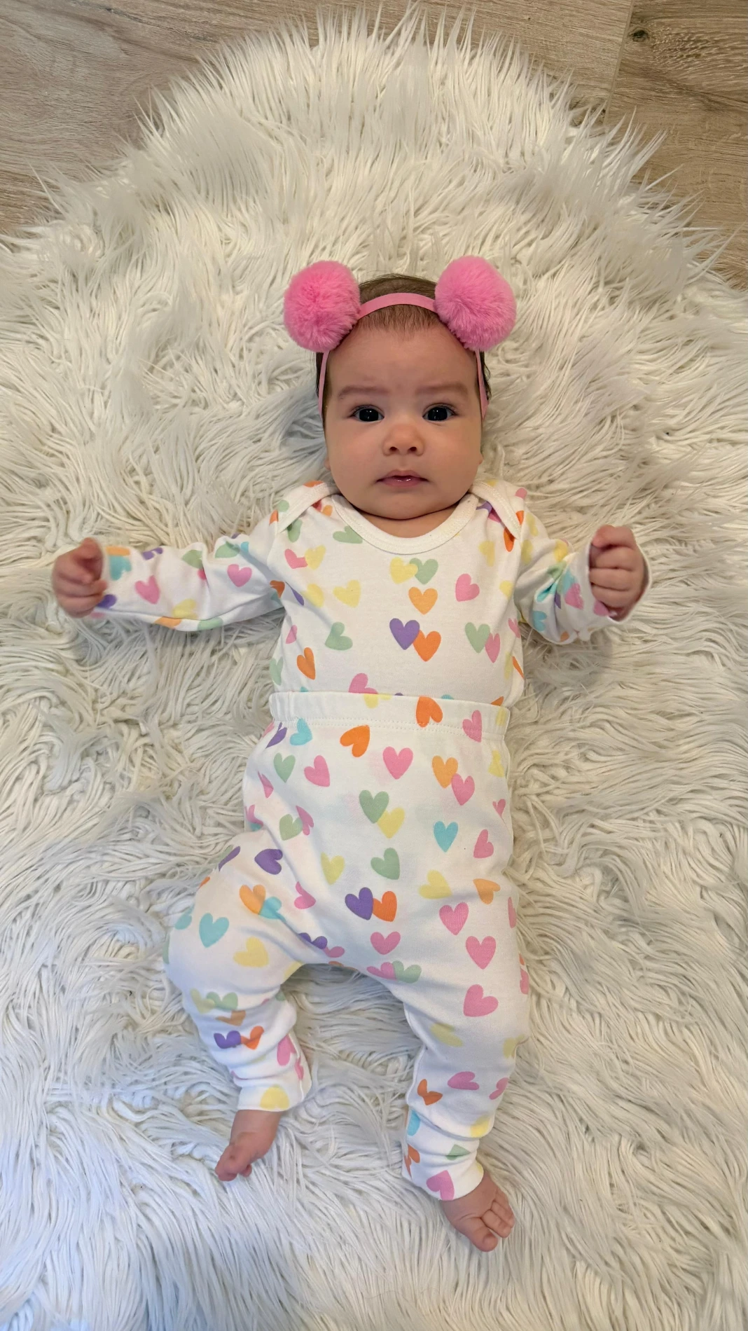 Renkli kalpler alttan cıtcıtlı body ve alt takımı