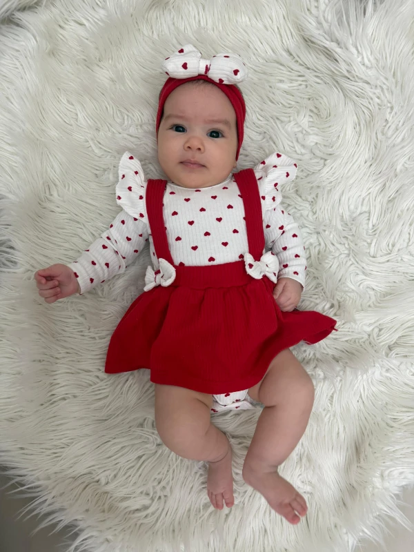 Kalp desenli body jile & bandana takımı