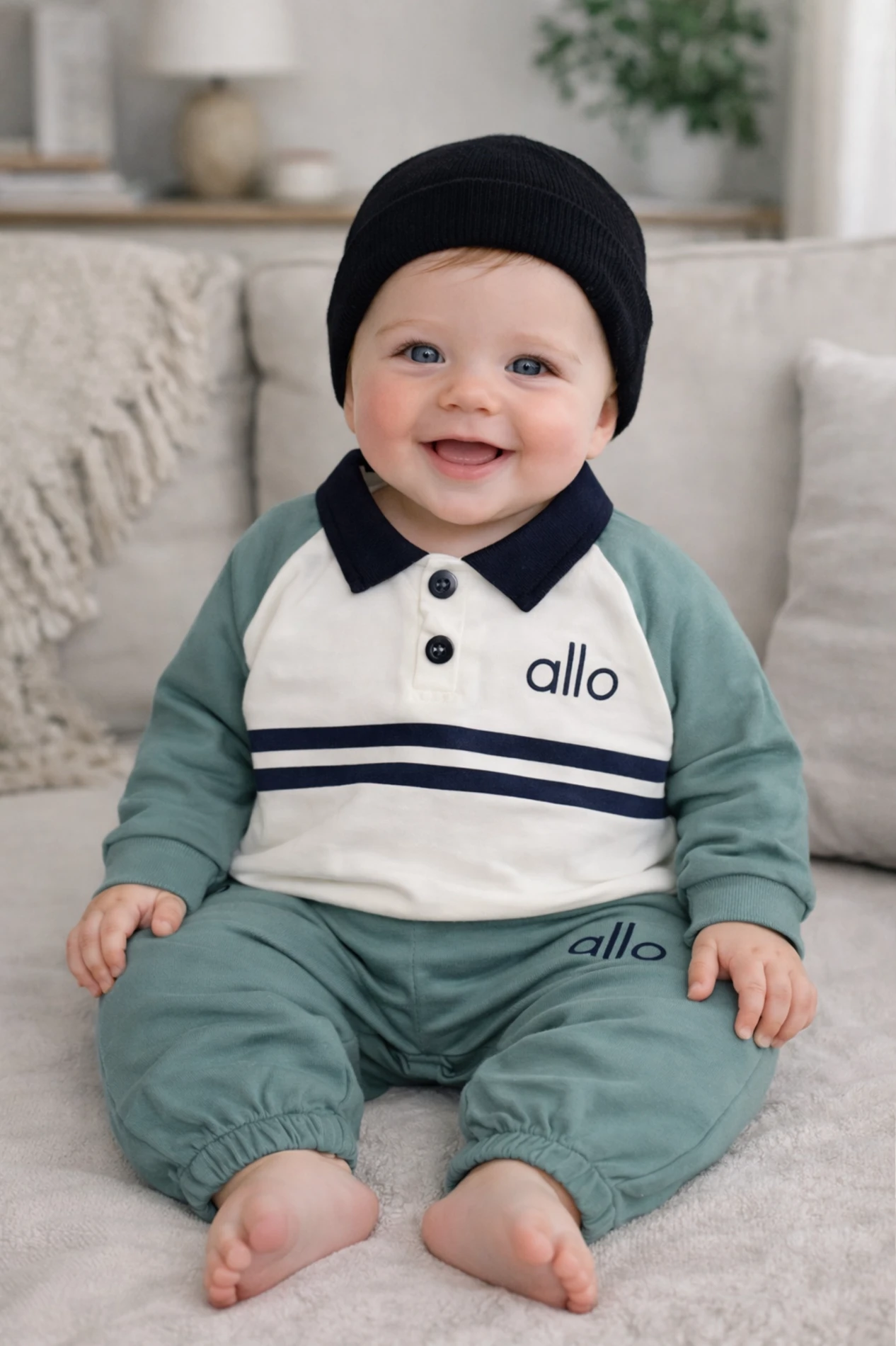 Polo yaka şerit detaylı mevsimlik 2 li takım