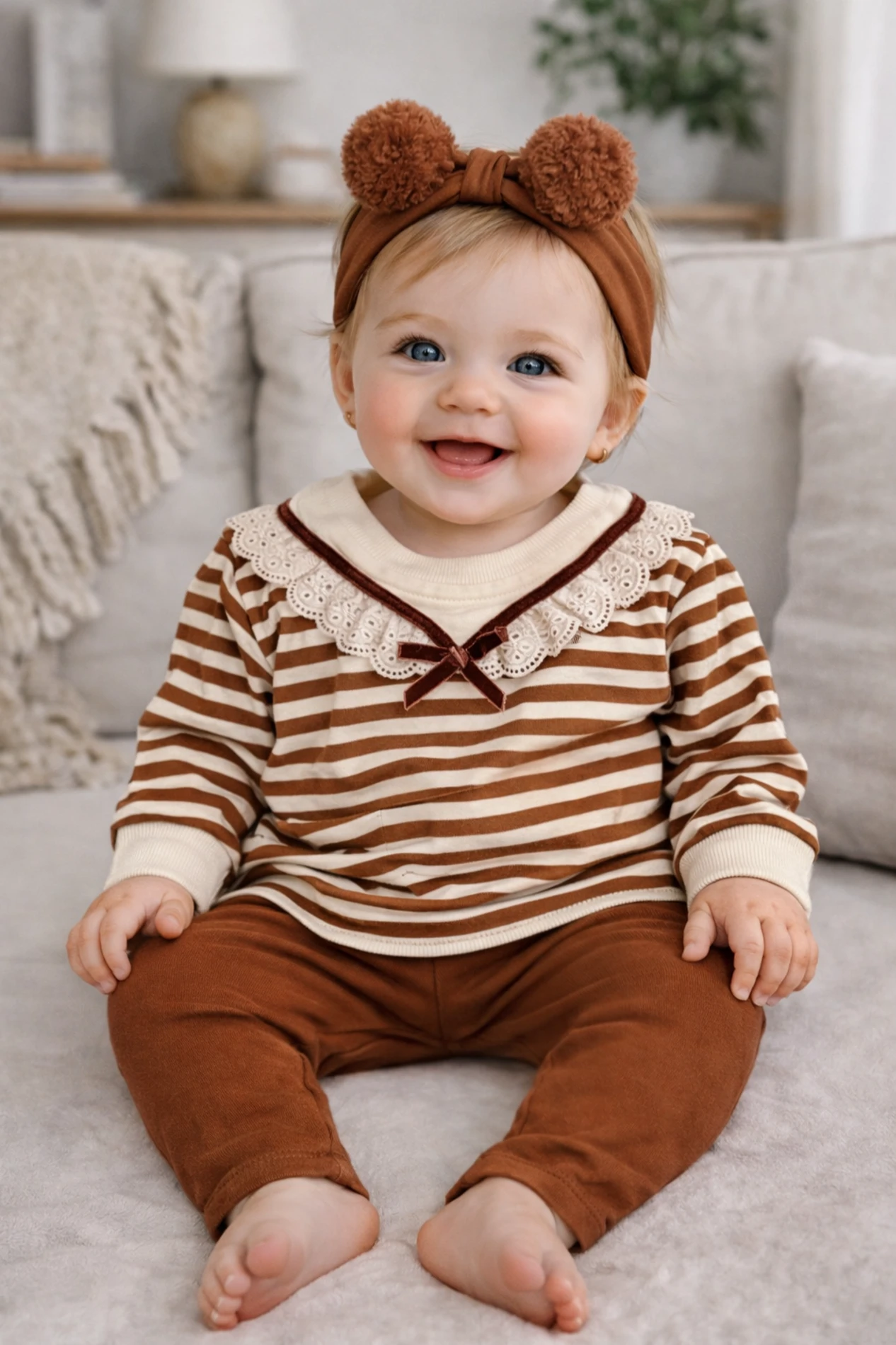 Çizgili güpür detaylı 2 li takım