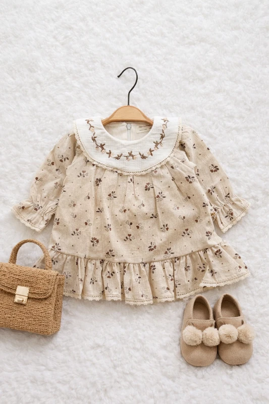 Vintage bebe yaka elbise 