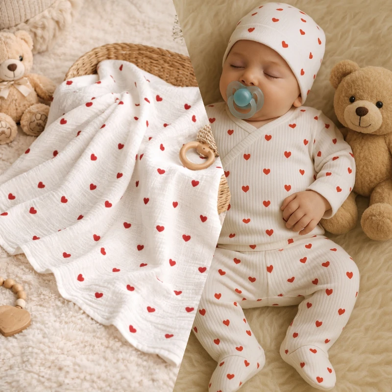 Kapli müslin battaniye & şapkalı yenidoğan seti