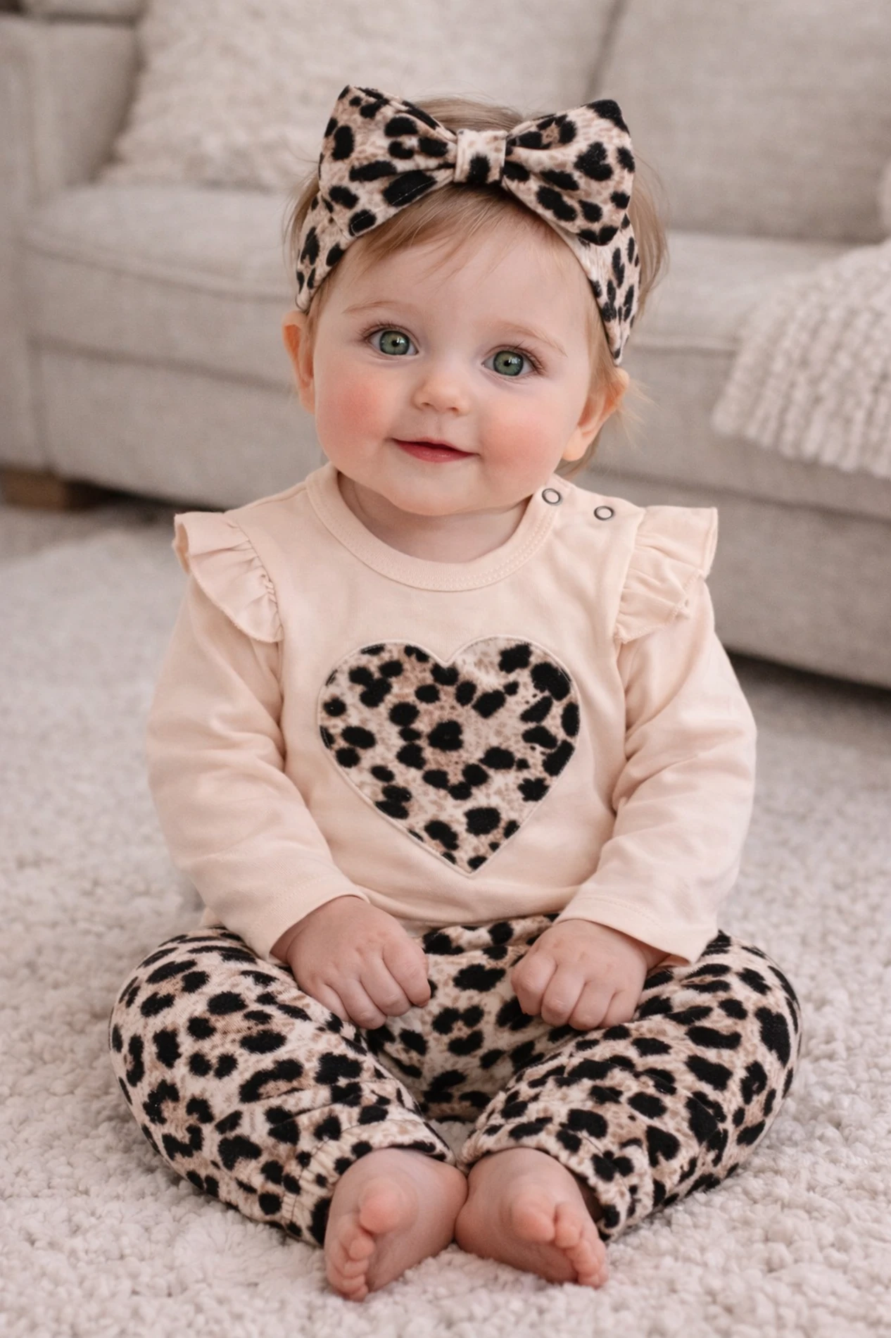 Leopar desenli bandanalı 3 lü takım