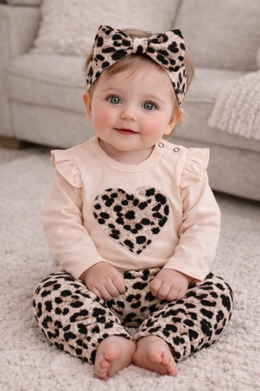 Leopar desenli bandanalı 3 lü takım