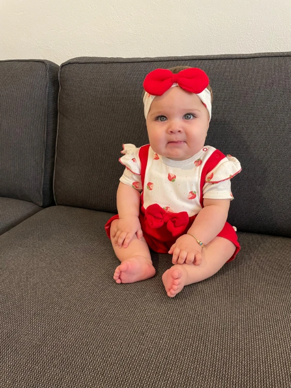 Çilek detaylı bandanalı yazlık tulum