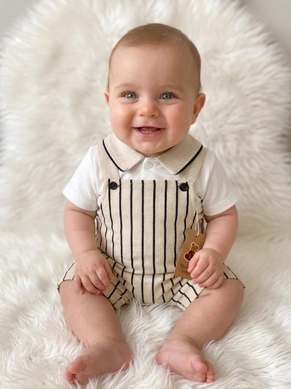 Lacoste yaka body çizgili salopet takımı