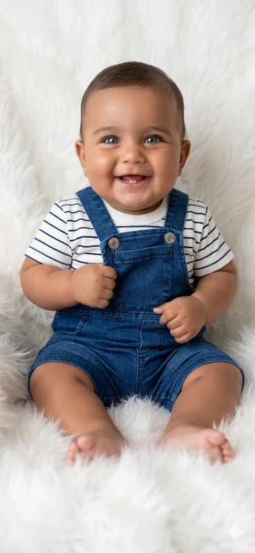 Çizgili body ve denim  salopet takımı